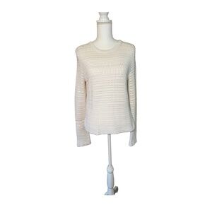Tory Burch White Cotton Open Knit Sweater  Size Small